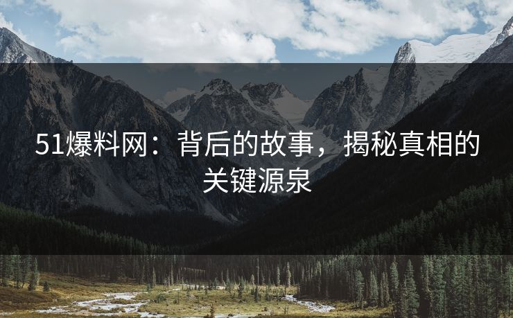 51爆料网：背后的故事，揭秘真相的关键源泉