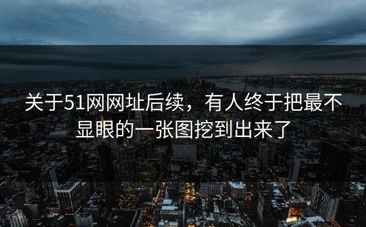 关于51网网址后续，有人终于把最不显眼的一张图挖到出来了