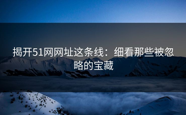 揭开51网网址这条线：细看那些被忽略的宝藏