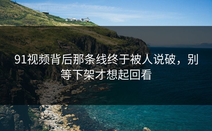 91视频背后那条线终于被人说破，别等下架才想起回看