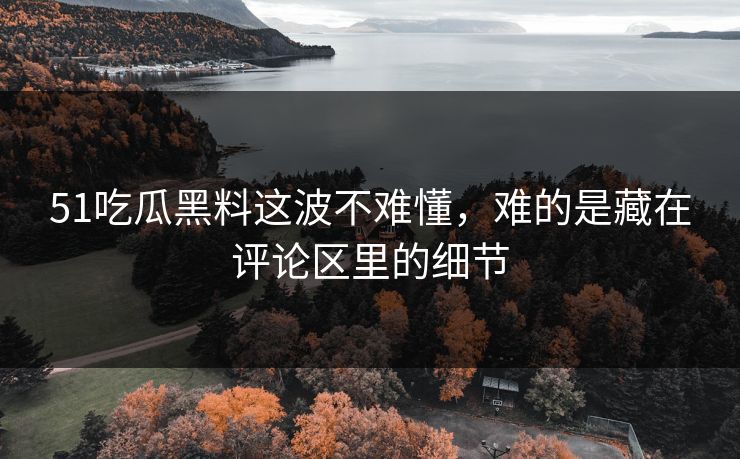 51吃瓜黑料这波不难懂，难的是藏在评论区里的细节